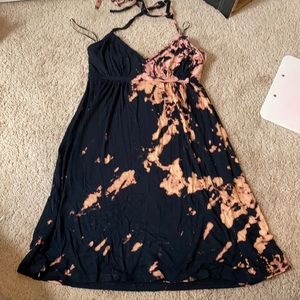 Bleach tie-dye halter dress